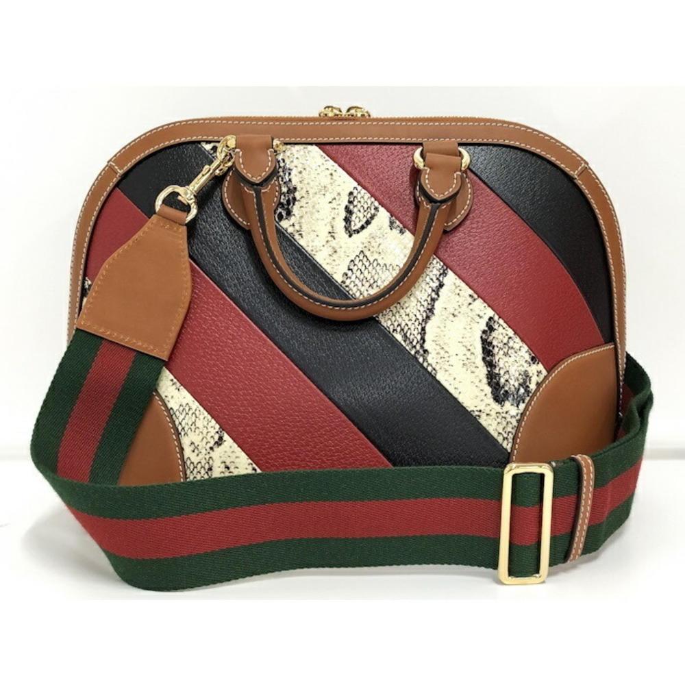 Gucci Bag Python Shoulder Leather Brown 2way